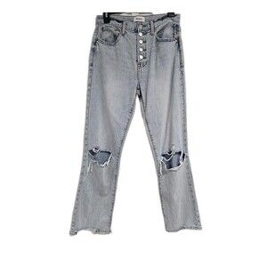 Pistola Charlie High-Rise Straight‎ Distressed Button Fly Jeans Light Wash Sz 26